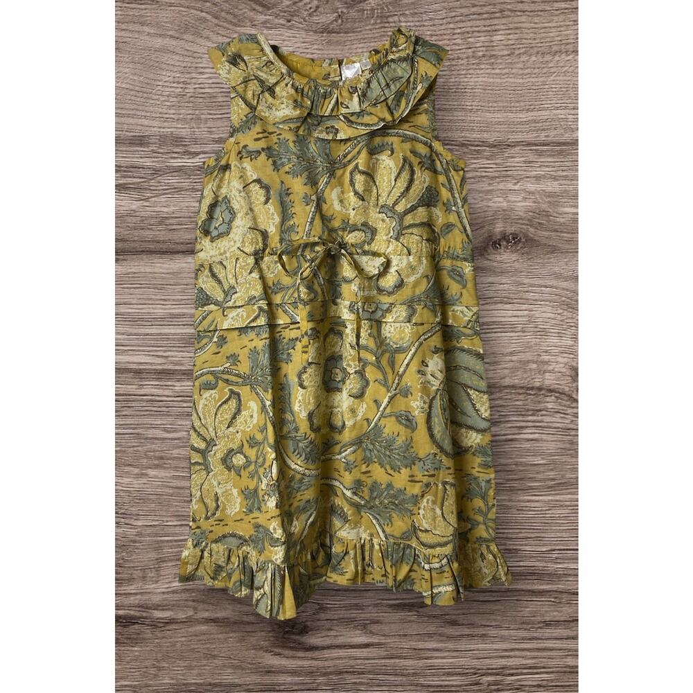 Yo Baby Girls Yellow and Green 100% Cotton Lined Sleeveless Dress Size 7 NWT